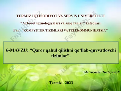 qaror qabul qilishni qo‘llab-quvvatlovchi tizimlar — PPTX