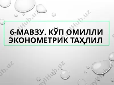 kўp oʻmili ekonometrik taҳlil — PPTX