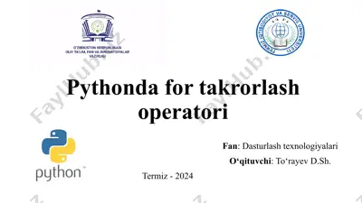 pythonda for takrorlash operatori — PPTX