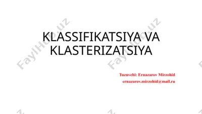 klassifikatsiya va klasterizatsiya — PPTX
