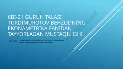 ekonometrika fanidan tayyorlagan mustaqil ish — PPTX
