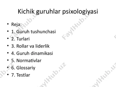 kichik guruhlar psixologiyasi — PPTX