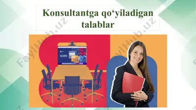 jahon amaliyoti maslahatchiga professional sifatidagi talablar to'plami — PPTX
