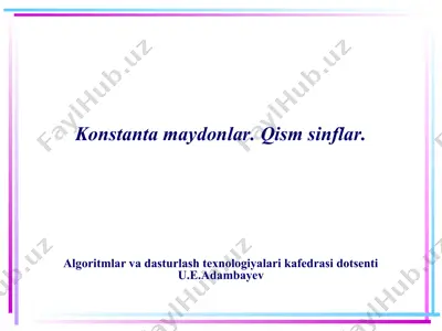 konstanta maydonlar. qism sinflar. — PPTX