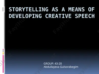 storytelling as a means of developing creative speech — PPTX