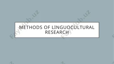 methods of linguocultural research — PPTX