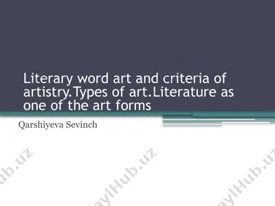 literary word art and criteria of artistry — PPTX