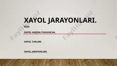 xayollarning o'qitilishi va boshqarilishi — PPTX