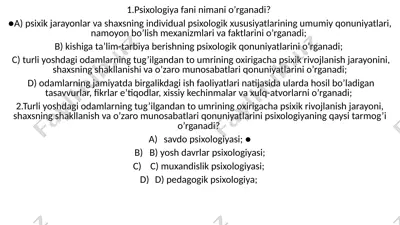 psixologiya fani — PPTX