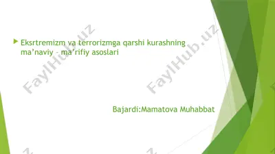 eksrtremizm va terrorizmga qarshi kurashning ma’naviy – ma’rifiy asoslari — PPTX