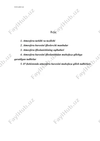 аtmоsfеrа hаvоsining iflоslаnishi va uni muhofaza qilish — DOC