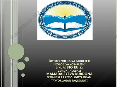 o’simliklar fiziologiyasidan tayyorlagan taqdimoti — PPTX