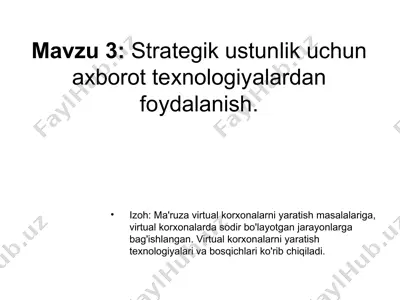 virtual korxonalarni yaratish texnologiyalari — PPTX