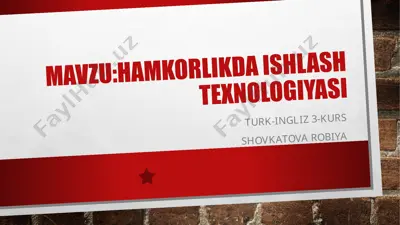 hamkorlikda ishlash texnologiyasi — PPTX