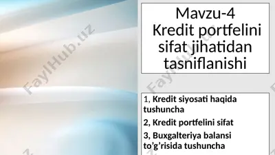 kredit portfelini sifat jihatidan tasniflanishi — PPTX