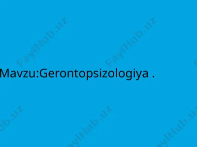 gerontopsixologiya — PPTX
