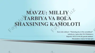 "maktabgacha ta'lim metodikasi" — PPTX