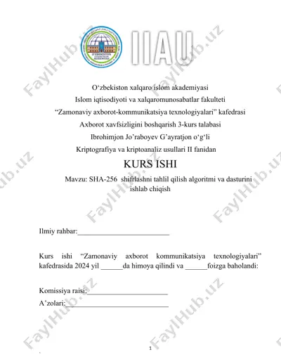 kriptografiya va kriptoanaliz usullari ii - sha256 — DOCX