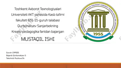kreativ pedagogik faoliyatda raqamli texnologiyalar — PPTX
