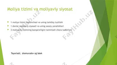 moliya tizimi va moliyaviy siyosat — PPTX