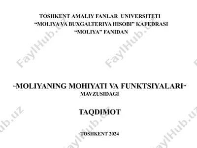 moliyaning mohiyati va funktsiyalari — PPTX