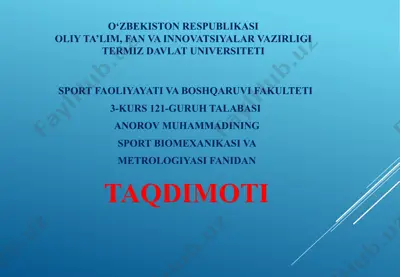 sport biomexanikasi va metrologiyasi taqdimoti — PPTX