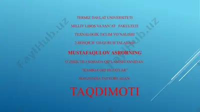 "kasbga oid hujatlar" — PPTX