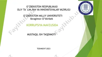 korrupsiya mavzusida mustaqil ish taqdimoti — PPTX
