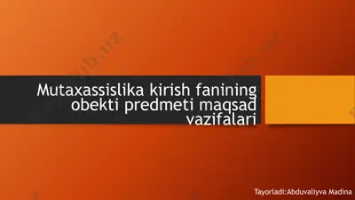 mutaxassislik fanlarini o‘qitish metodikasi — PPTX