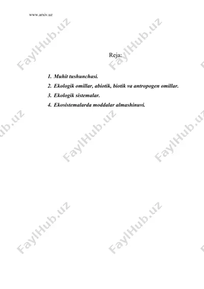 muhit. ekologik omillar. ekologik sistemalar — DOC