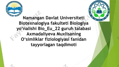 o'simliklar fiziologiyasi taqdimoti — PPTX