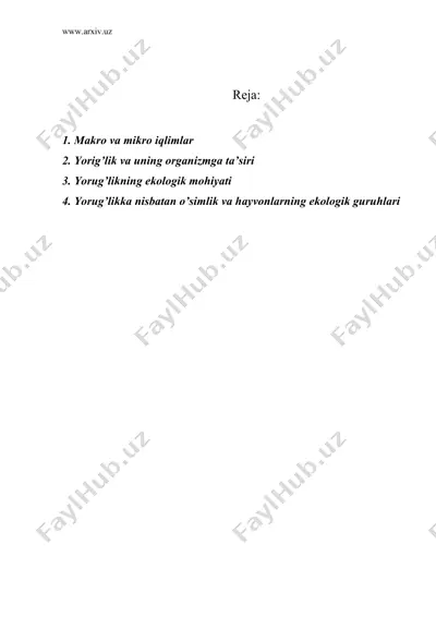 abiotik omillarga organizmlarning moslashishi — DOC