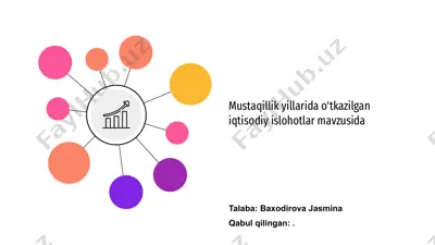mustaqillik yillarida o'tkazilgan iqtisodiy islohotlar mavzusida — PPTX