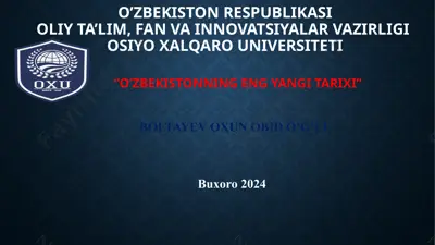 o'zbekistonning eng yangi tarixi — PPTX