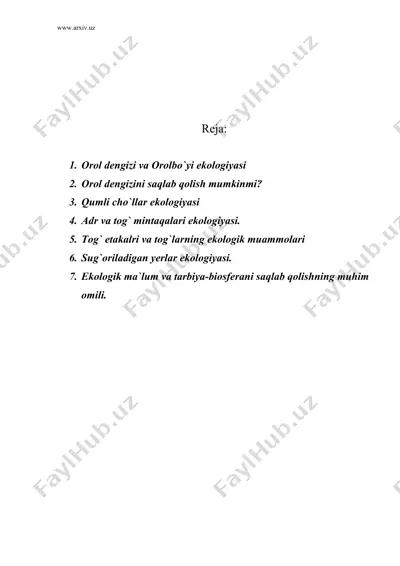 orol va orol bo`yi ekologik vaziyat keskinlashuvining asosiy omillari — DOC