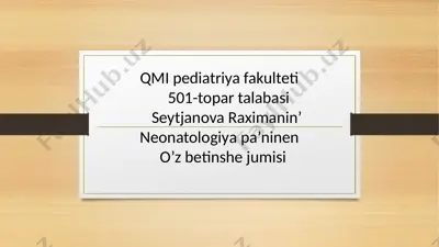 qmi pediatriya fakulteti 501-topar talabasi — PPTX