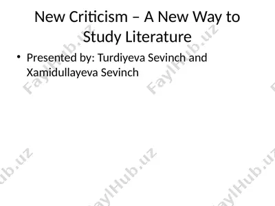 new criticism – a new way to study literature — PPTX