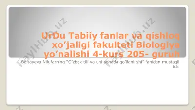 o'zbek tili va uni sohada qo'llanilishi — PPTX