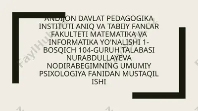 o‘smirlik davrida psixik rivojlanish xususiyatlari — PPTX