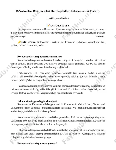 guldoshlar va dukkaklilar oilalari haqida — DOCX
