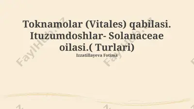 toknamolar (vitales) qabilasi — PPTX