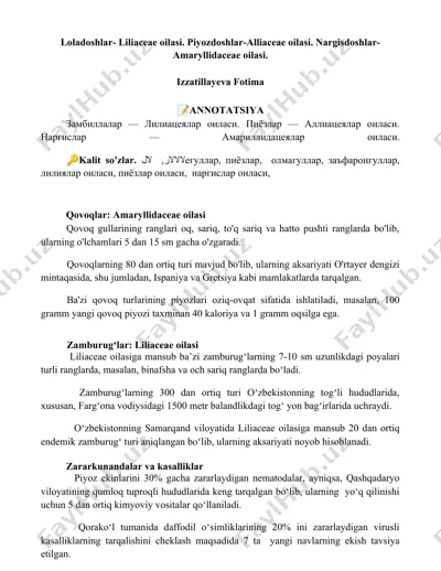 loladoshlar- liliaceae oilasi — DOCX