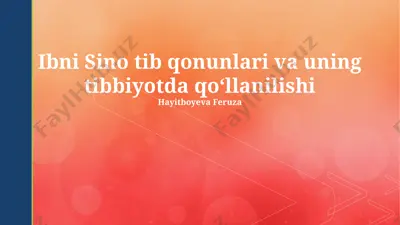 ibn sino tib qonunlari va uning tibbiyotda qoʻllanilishi — PPTX