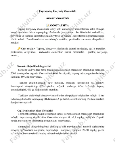 tuproqning kimyoviy ifloslanishi — DOCX