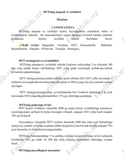mttning maqsad va vazifalari — DOCX