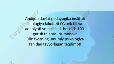 yetuklik va keksalik davrining psixologik xususiyatlari — PPTX
