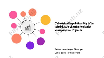 o'zbekiston respublikasi oliy taʼlim tizimini 2030-yilgacha rivojlanish konsepsiyasini o'rganish — PPTX