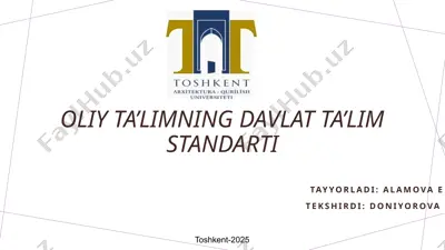 oliy ta’limning davlat ta’lim standarti — PPTX