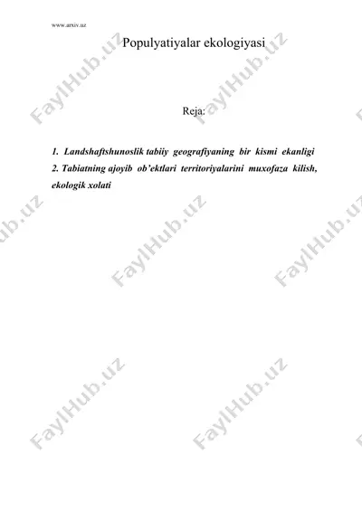 populyatiyalar ekologiyasi — DOC