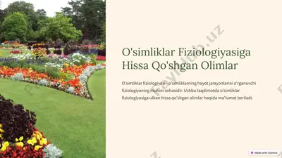 o'simliklar fiziologiyasiga hissa qo'shgan olimlar — PPTX